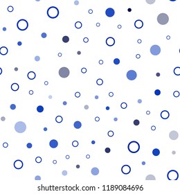 Dark BLUE vector seamless pattern with spheres. Modern abstract illustration with colorful water drops. Pattern for design of fabric, wallpapers.