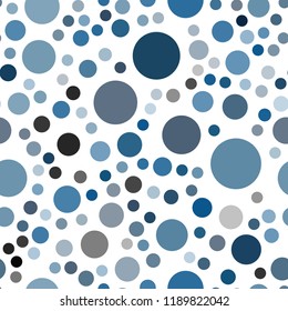 Dark BLUE vector seamless pattern with spheres. Beautiful colored illustration with blurred circles in nature style. Pattern can be used for ads, leaflets.