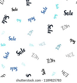 Dark BLUE vector seamless pattern with 40 percentage signs. Colorful set of  percentage signs in simple style. Pattern for ads, posters, banners of sales.