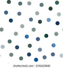 Dark BLUE vector seamless pattern with spheres. Blurred decorative design in abstract style with bubbles. Completely new template for your brand book.