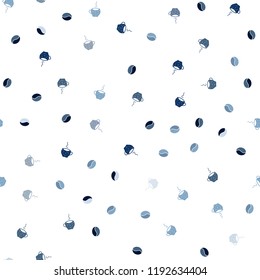 Dark BLUE vector seamless pattern with coffee beans, cups. Gradient illustration with coffee beans, tea cups. Doodle design for your business advert of cafes.