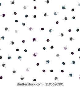 Dark BLUE vector seamless pattern with coffee beans, cups. Colorful illustration with gradient coffee beans, mugs. Pattern for menu of cafes and restaurants.