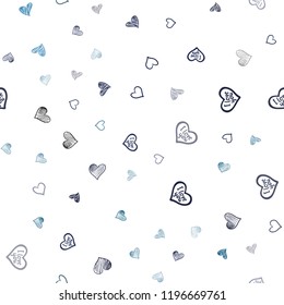 Dark BLUE vector seamless pattern with colorful hearts. Decorative shining illustration with hearts on abstract template. Beautiful design for your business advert of anniversary.