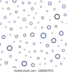 Dark BLUE vector seamless pattern with spheres. Illustration with set of shining colorful abstract circles. New design for ad, poster, banner of your website.