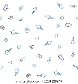 Dark BLUE vector seamless pattern with fresh ingredients. Beautiful colored illustration with food in doodle style. Pattern for menu of cafes, bars, restaurants.