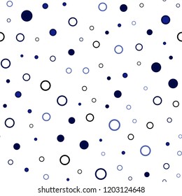 Dark BLUE vector seamless pattern with spheres. Modern abstract illustration with colorful water drops. Trendy design for wallpaper, fabric makers.