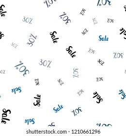 Dark BLUE vector seamless pattern with 30 percentage signs. Shining colorful illustration with isolated selling prices. Design for business ads, commercials.