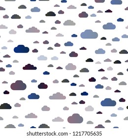 Dark BLUE vector seamless pattern with clouds. Colorful illustration consisted of abstract clouds. Pattern for design of fabric, wallpapers.