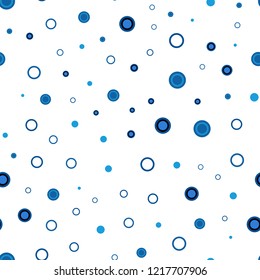 Dark BLUE vector seamless pattern with spheres. Abstract illustration with colored bubbles in nature style. Pattern for trendy fabric, wallpapers.
