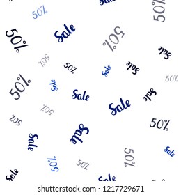 Dark BLUE vector seamless pattern with 50 percentage signs. Colorful set of  percentage signs in simple style. Template for season sales, shopping ads.
