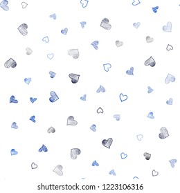 Dark BLUE vector seamless pattern with colorful hearts. Decorative shining illustration with hearts on abstract template. Pattern for carnival, festival romantic leaflets.