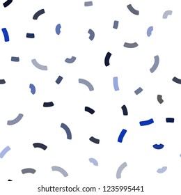 Dark BLUE vector seamless pattern with lava shapes. Shining illustration, which consist of blurred lines, circles. Marble design for your web site.