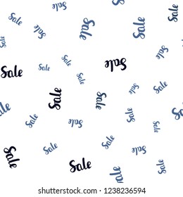 Dark BLUE vector seamless pattern with sale signs. Shining colorful illustration with isolated selling prices. Design for business ads, commercials.