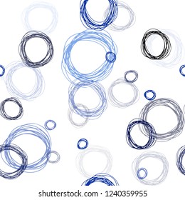 Dark BLUE vector seamless pattern with spheres. Beautiful colored illustration with blurred circles in nature style. Pattern for design of fabric, wallpapers.