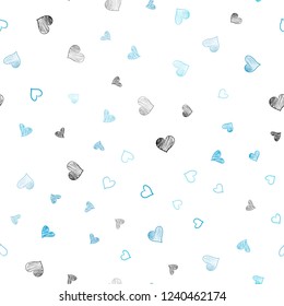 Dark BLUE vector seamless pattern with colorful hearts. Illustration with hearts in love concept for valentine's day. Beautiful design for your business advert of anniversary.