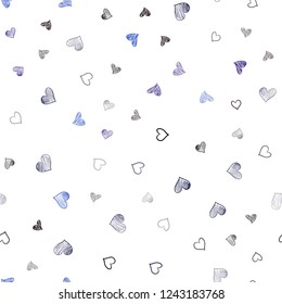 Dark BLUE vector seamless pattern with colorful hearts. Hearts on blurred abstract background with colorful gradient. Pattern for marriage gifts, congratulations.