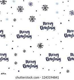Dark BLUE vector seamless pattern with christmas snowflakes. Colorful decorative design in xmas style with snow. Pattern for design of window blinds, curtains.