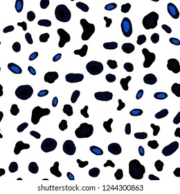 Dark BLUE vector seamless pattern with spheres. Abstract illustration with colored bubbles in nature style. Pattern for design of window blinds, curtains.
