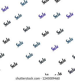 Dark BLUE vector seamless pattern with sale signs. Illustration with signs of sales on abstract template. Template for season sales, shopping ads.