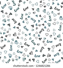 Dark BLUE vector seamless pattern with phrase LOVE YOU, hearts. Illustration with phrase LOVE YOU, hearts for valentine's day. Design for wallpaper, fabric makers.