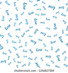 Dark BLUE vector seamless pattern with phrase LOVE YOU. Illustration with phrase LOVE YOU for valentine's day. Design for wallpaper, fabric makers.