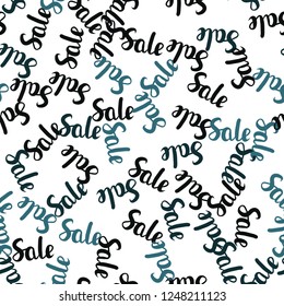 Dark BLUE vector seamless pattern with 70, 90 percentage signs. Illustration with signs of sales on abstract template. Template for season sales, shopping ads.