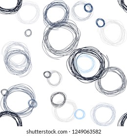 Dark BLUE vector seamless pattern with spheres. Beautiful colored illustration with blurred circles in nature style. Pattern for design of fabric, wallpapers.