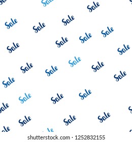 Dark BLUE vector seamless pattern with sale signs. Gradient illustration with discount signs on white backdrop. Backdrop for super sales on Black Friday.