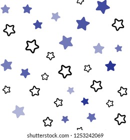 Dark BLUE vector seamless pattern with christmas stars. Modern geometrical abstract illustration with stars. Pattern for design of fabric, wallpapers.