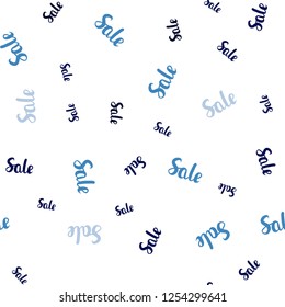 Dark BLUE vector seamless pattern with sale signs. Abstract illustration with colorful gradient symbols of sales. Pattern for ads, posters, banners of sales.