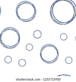 Dark BLUE vector seamless pattern with spheres. Illustration with set of shining colorful abstract circles. Pattern for design of fabric, wallpapers.