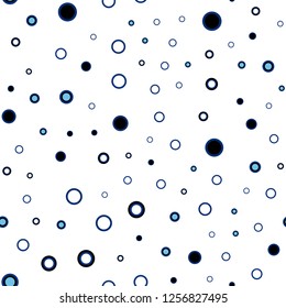 Dark BLUE vector seamless pattern with spheres. Abstract illustration with colored bubbles in nature style. Design for textile, fabric, wallpapers.