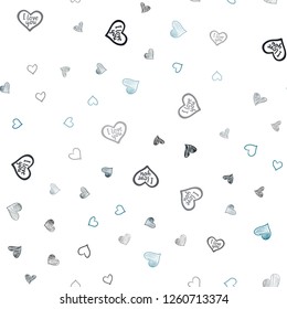 Dark BLUE vector seamless pattern with colorful hearts. Hearts on blurred abstract background with colorful gradient. Beautiful design for your business advert of anniversary.