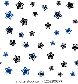 Dark BLUE vector seamless pattern with christmas stars. Modern geometrical abstract illustration with stars. Texture for window blinds, curtains.