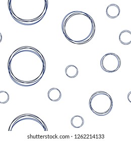 Dark BLUE vector seamless pattern with spheres. Blurred decorative design in abstract style with bubbles. Texture for window blinds, curtains.