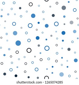 Dark BLUE vector seamless pattern with spheres. Beautiful colored illustration with blurred circles in nature style. Pattern for design of fabric, wallpapers.