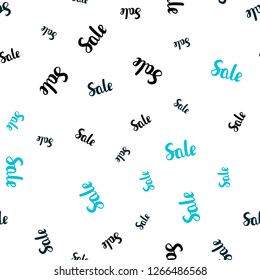 Dark BLUE vector seamless pattern with sale signs. Abstract illustration with colorful gradient symbols of sales. Backdrop for mega promotions, discounts.