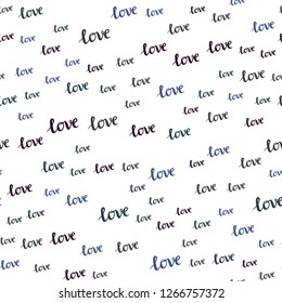 Dark BLUE vector seamless pattern with phrase LOVE YOU. Illustration with phrase LOVE YOU for valentine's day. Pattern for design of fabric, wallpapers.
