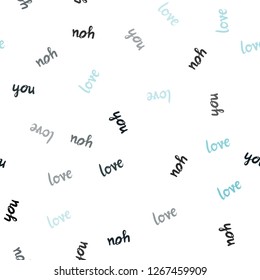 Dark BLUE vector seamless pattern with phrase LOVE YOU. Illustration with phrase LOVE YOU for valentine's day. Pattern for trendy fabric, wallpapers.