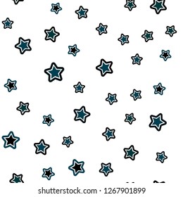 Dark BLUE vector seamless pattern with christmas stars. Glitter abstract illustration with colored stars. Design for textile, fabric, wallpapers.