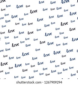 Dark BLUE vector seamless pattern with phrase LOVE YOU. Colorful illustration with quote LOVE YOU in celebration style. Design for wallpaper, fabric makers.