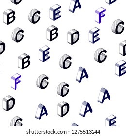 Dark Blue vector seamless pattern with 3D ABC symbols. Shining colorful 3D illustration with isolated letters. Texture for window blinds, curtains.