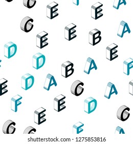 Dark BLUE vector seamless pattern with 3D ABC symbols. Abstract illustration with colorful 3D latin alphabet. Pattern for design of fabric, wallpapers.