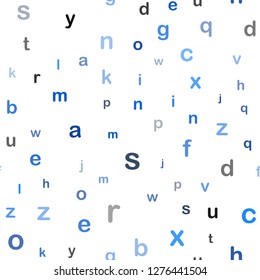 Dark BLUE vector seamless pattern with ABC symbols. Modern geometrical illustration with ABC english symbols. Pattern for trendy fabric, wallpapers.