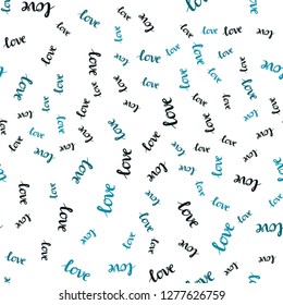 Dark BLUE vector seamless pattern with phrase LOVE YOU. Illustration with phrase LOVE YOU for valentine's day. Design for wallpaper, fabric makers.