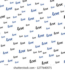 Dark BLUE vector seamless pattern with phrase LOVE YOU. Illustration with phrase LOVE YOU for valentine's day. Design for wallpaper, fabric makers.