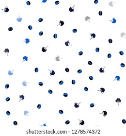 Dark BLUE vector seamless pattern with coffee beans, cups. Colorful illustration with gradient coffee beans, mugs. Pattern for ad, booklets, leaflets of restaurants.