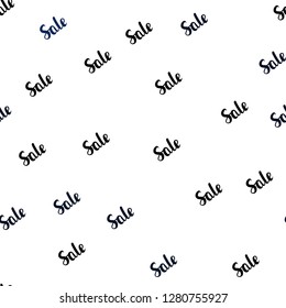 Dark BLUE vector seamless pattern with sale signs. Shining colorful illustration with isolated selling prices. Design for business ads, commercials.