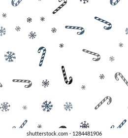 Dark BLUE vector seamless pattern with delicious xmas candies.
