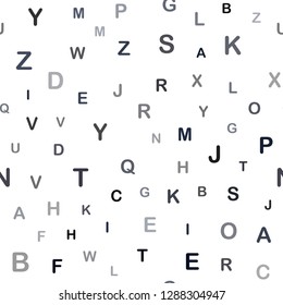 Dark BLUE vector seamless pattern with ABC symbols. Blurred design in simple style with signs of alphabet. Template for business cards, websites.